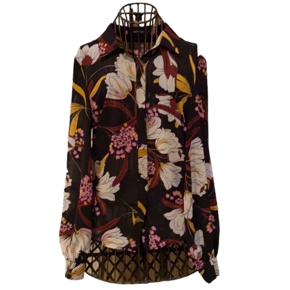 MinkPink Black Floral sheer blouse - Picture 1 of 5